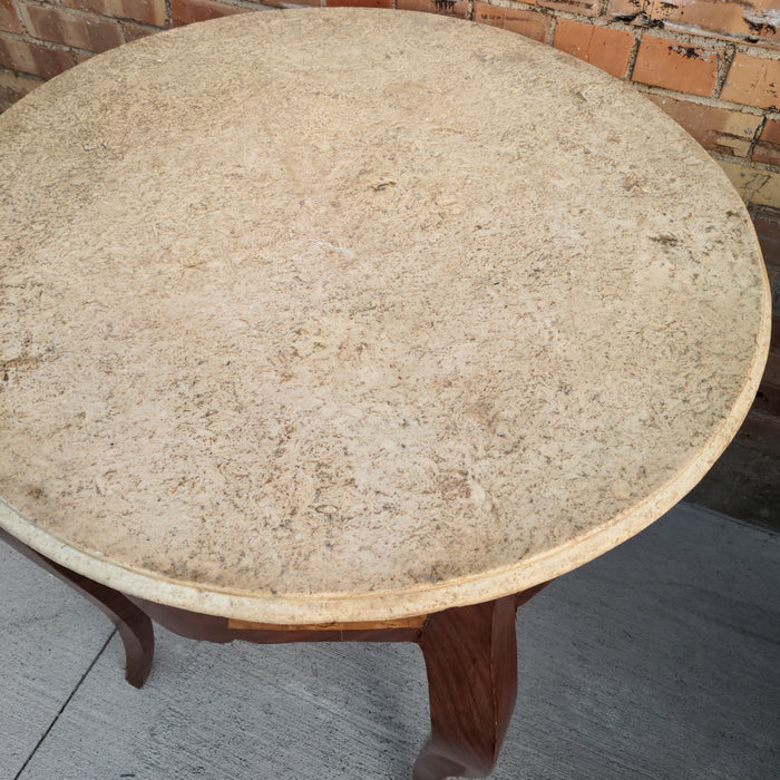 MARBLE TOP INLAID OCCASIONAL TABLE