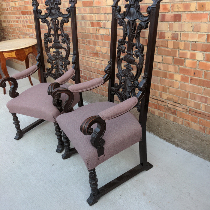 PAIR OF CARVED AND EBONIZED AMERICAN ARMCHAIRS