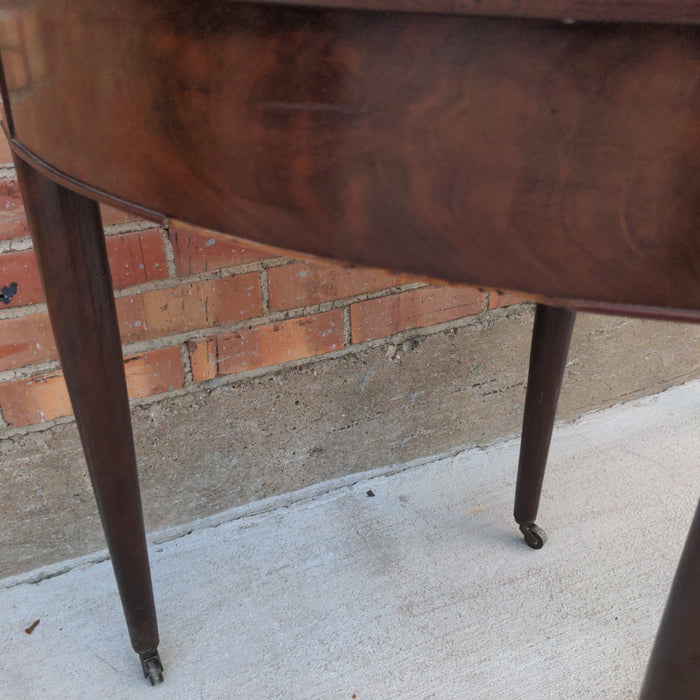 LOUIS XVI MAHOGANY DEMI-LUNE FLIP-TOP GAME TABLE AS FOUND