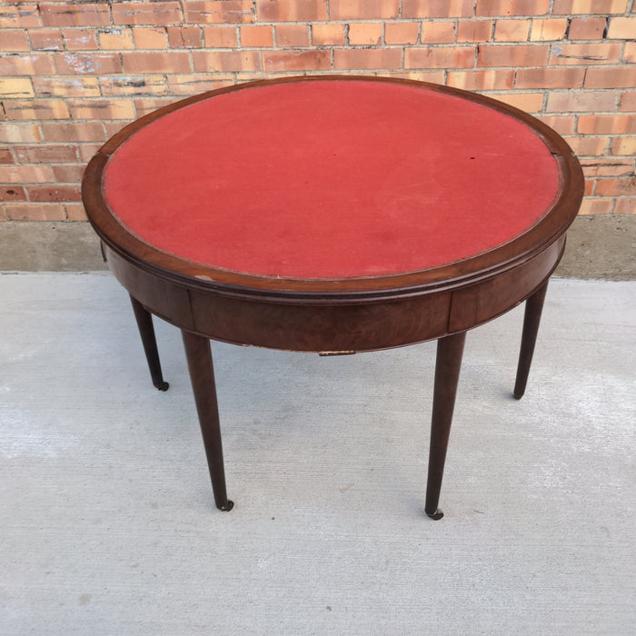 LOUIS XVI MAHOGANY DEMI-LUNE FLIP-TOP GAME TABLE AS FOUND