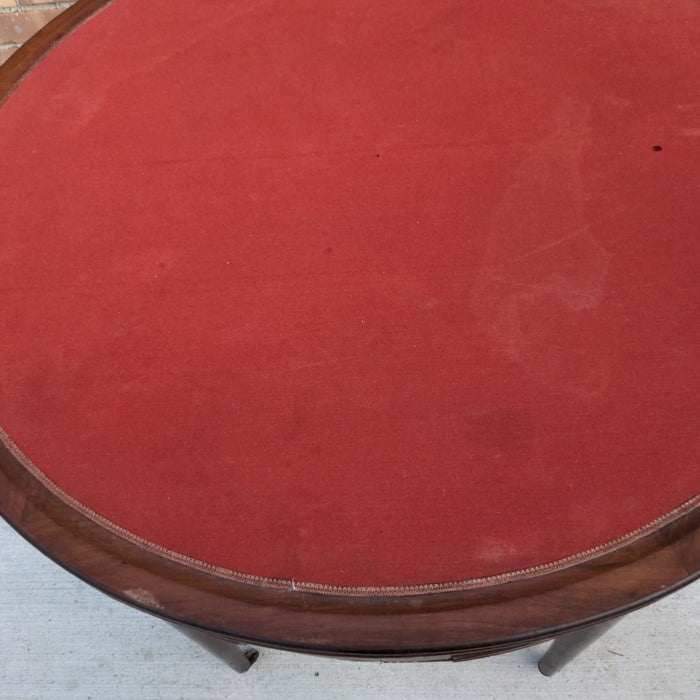 LOUIS XVI MAHOGANY DEMI-LUNE FLIP-TOP GAME TABLE AS FOUND