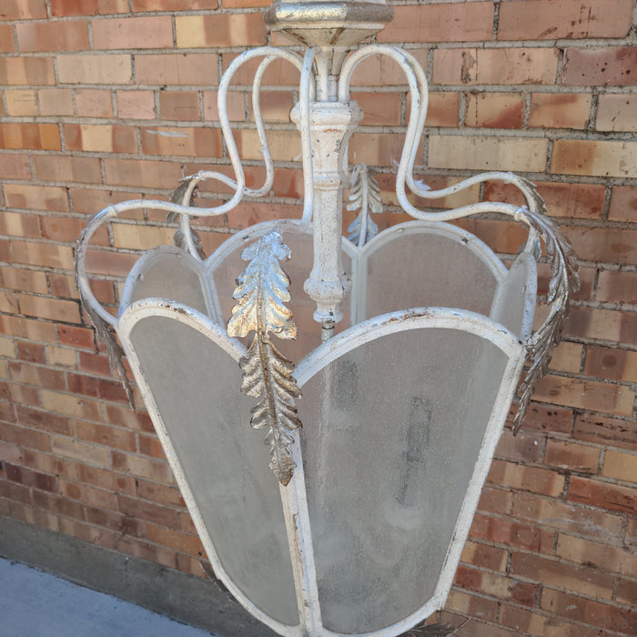 ITALIAN STYLE CHANDELIER WITH GLASS AND SILVERLEAF
