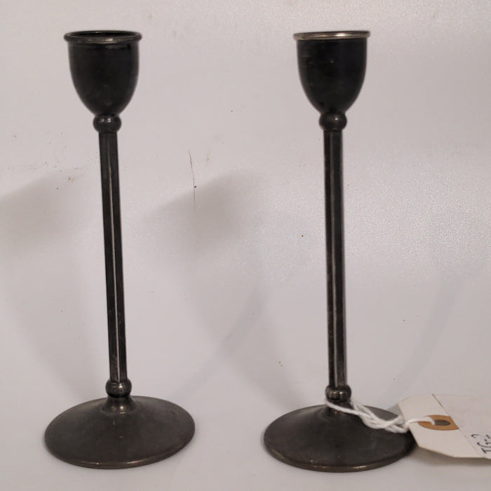 PAIR OF SMALL SILVER PLATE CANDLE STANDS