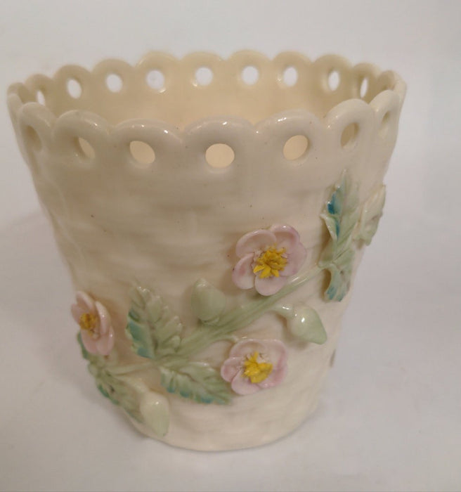 BELLEEK PORCELAIN FLORAL BASKET