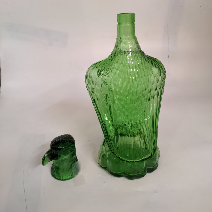 GREEN GLASS EAGLE DECANTER