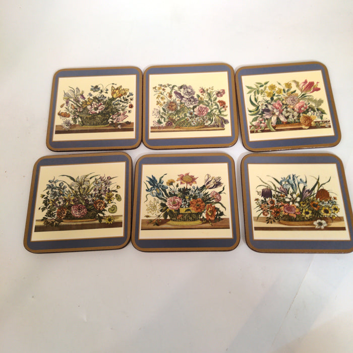 SET OF SIX FLORAL COASTERS