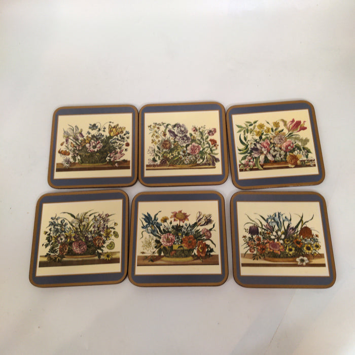 SET OF SIX FLORAL COASTERS