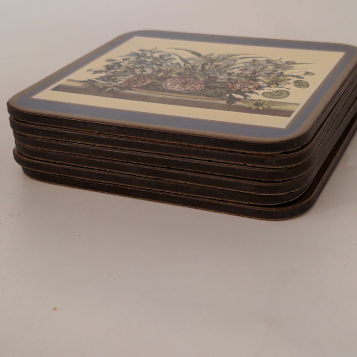 SET OF SIX FLORAL COASTERS