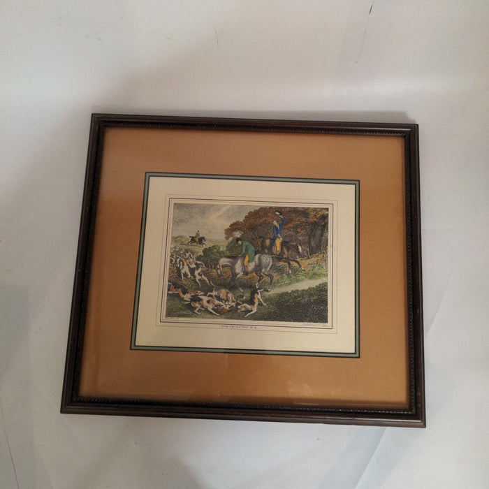 FOX HUNT FRAMED COLORED ENGRAVING