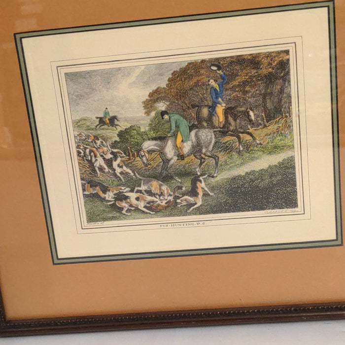 FOX HUNT FRAMED COLORED ENGRAVING