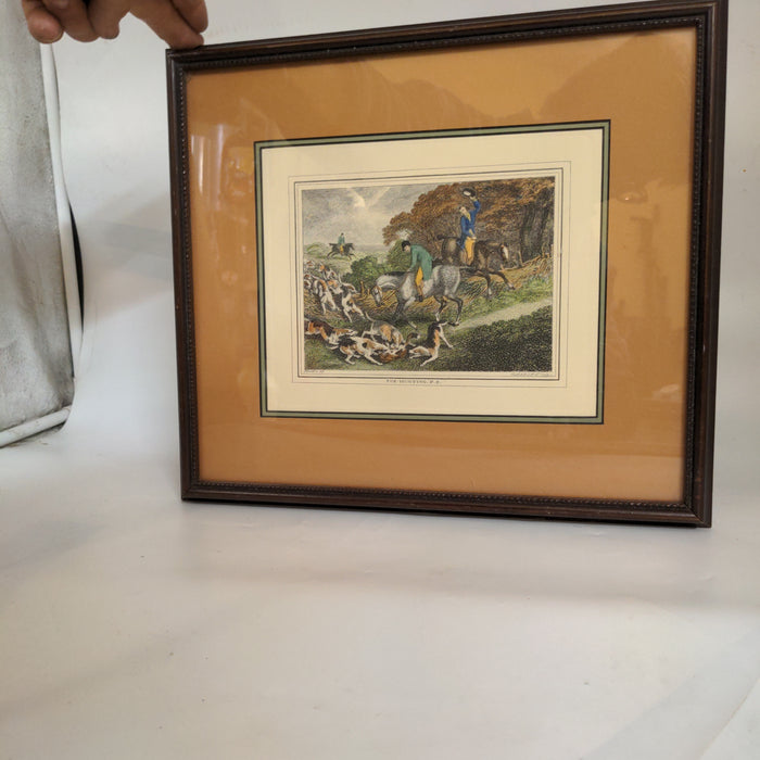 FOX HUNT FRAMED COLORED ENGRAVING