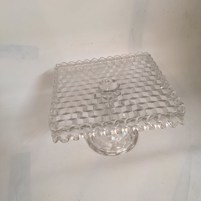 GLASS SQUARE FOOTED CAKE STAND