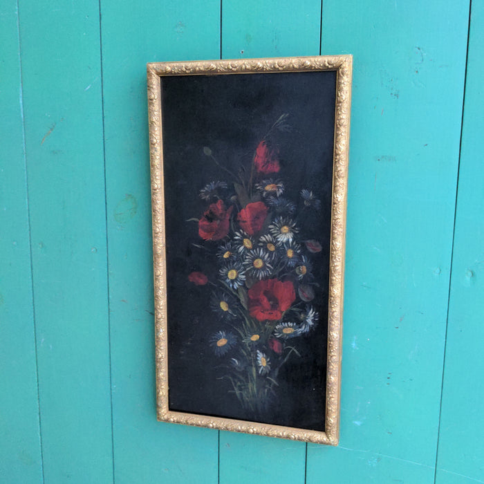 FRAMED FLORAL STILL LIFE OIL PAINTING ON BOARD