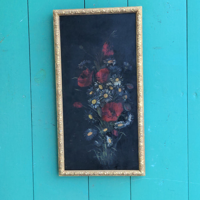 FRAMED FLORAL STILL LIFE OIL PAINTING ON BOARD