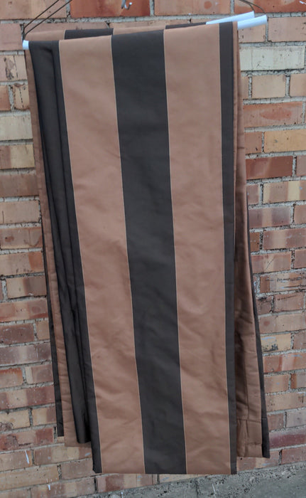 PAIR OF TAN AND BLACK STRIPE CURTAINS