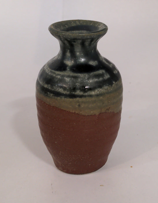 MINI GREEN AND ORANGE GLAZED STUDIO POTTERY VASE
