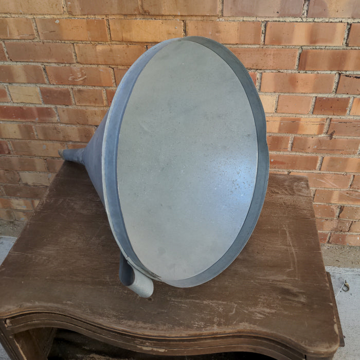 EXTRA LARGE LARGE GALVANIZED TIN FUNNEL AS FOUND
