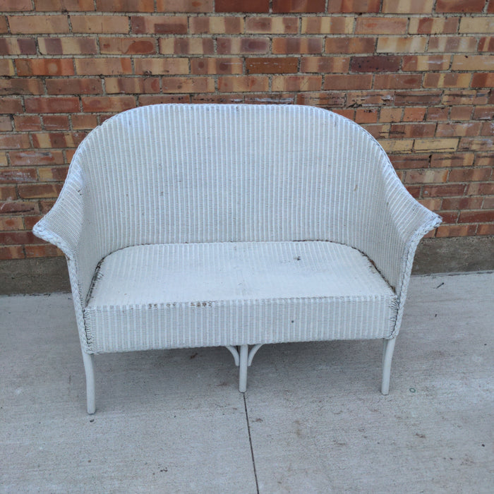 LLOYD LOOM STYLE WICKER SETTEE AS FOUND