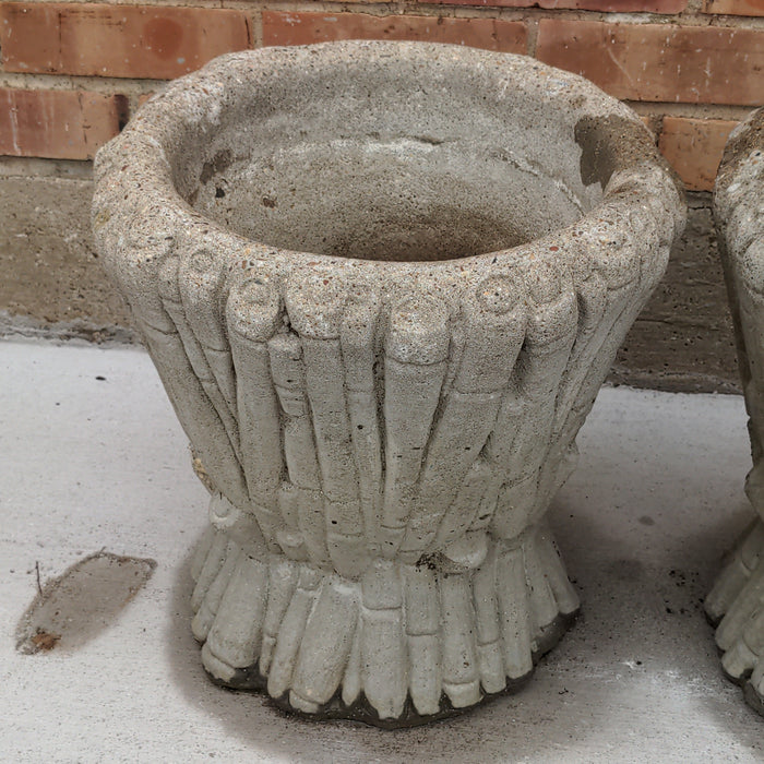 PAIR OF FAUX BAMBOO CONCRETE POTS
