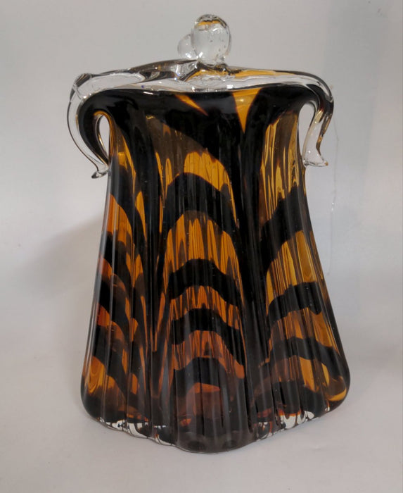 LARGE ART GLASS BLACK AND GOLD PURSE