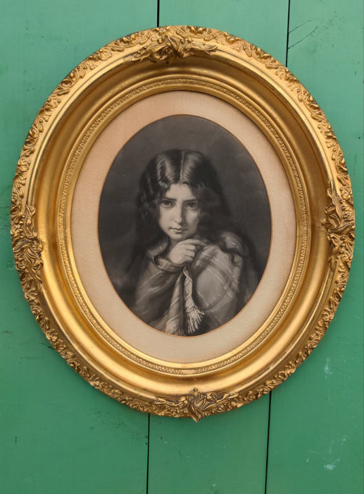 GILT OVAL FRAME WITH PORTRAIT ETCHING