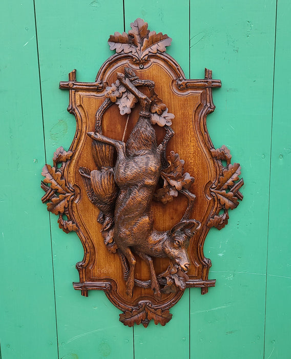 BLACK FOREST CARVED ROE BUCK PLAQUE
