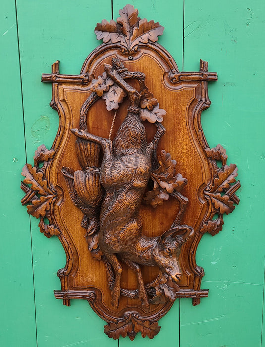 BLACK FOREST CARVED ROE BUCK PLAQUE