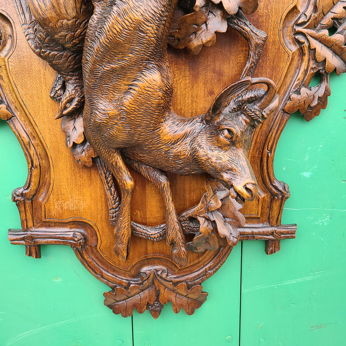 BLACK FOREST CARVED ROE BUCK PLAQUE