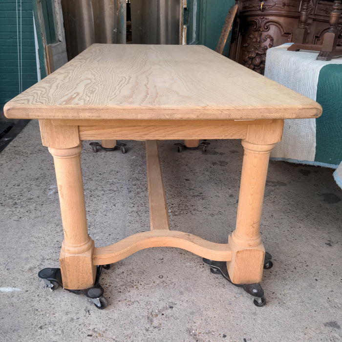 RAW OAK CYLINDER LEG FARM TABLE