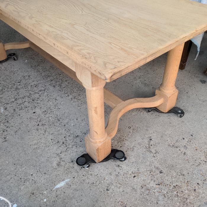 RAW OAK CYLINDER LEG FARM TABLE