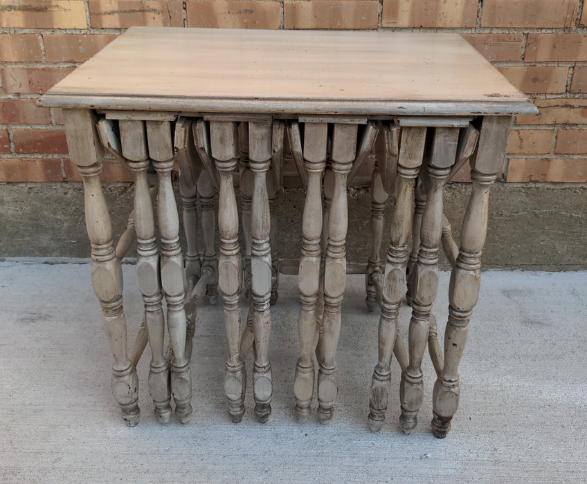 LIGHT TAUPE SET OF DROPLEAF NESTING TABLES