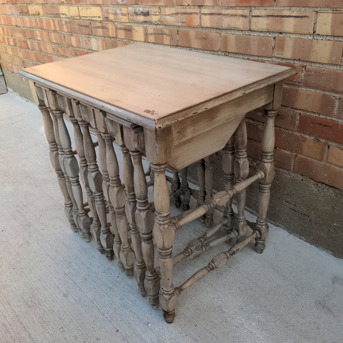 LIGHT TAUPE SET OF DROPLEAF NESTING TABLES