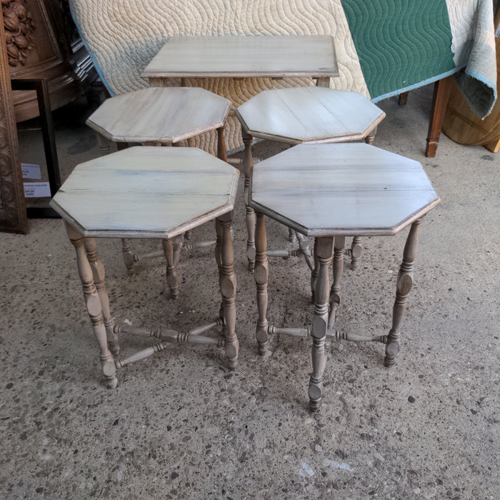 LIGHT TAUPE SET OF DROPLEAF NESTING TABLES