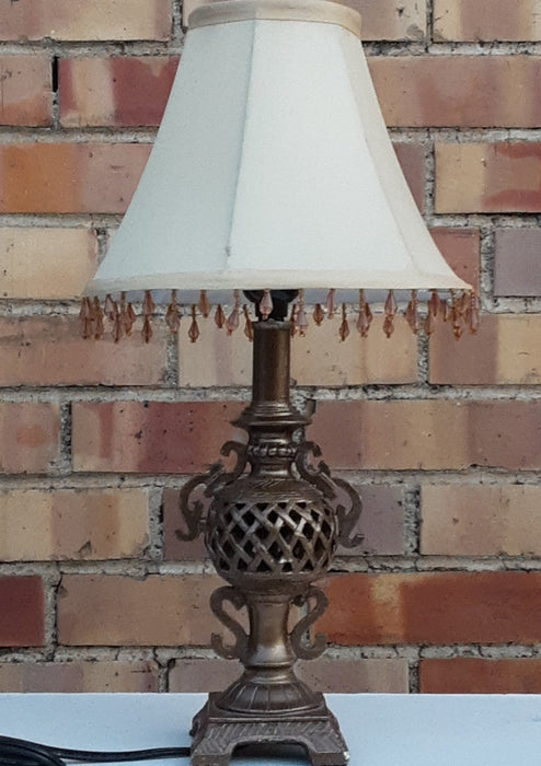 TINY GOLD PAINTED LAMP WITH SHADE