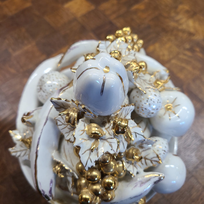 OLD PARIS FRUIT CENTERPIECE WITH GOLD HIGHLIGHTS