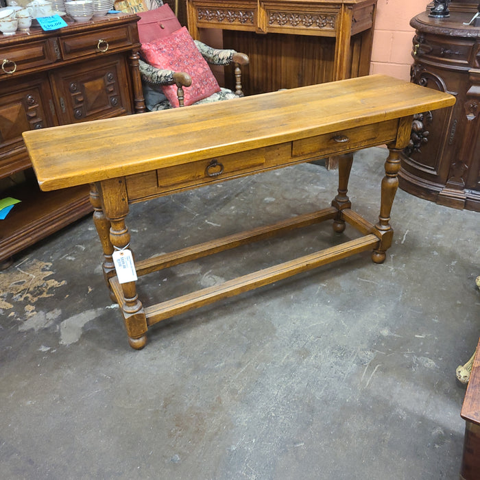 OAK TURNED LEG CONSOLE TABLE