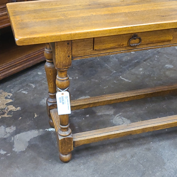 OAK TURNED LEG CONSOLE TABLE