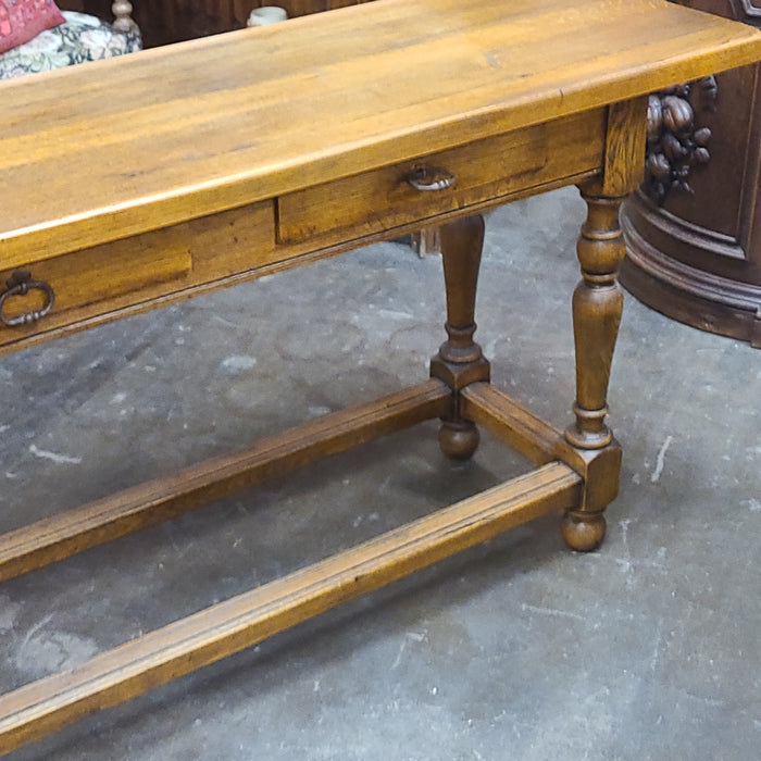 OAK TURNED LEG CONSOLE TABLE