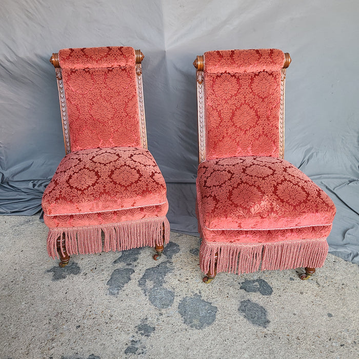 PAIR OF ENGLISH BOUDOIR CHAIRS