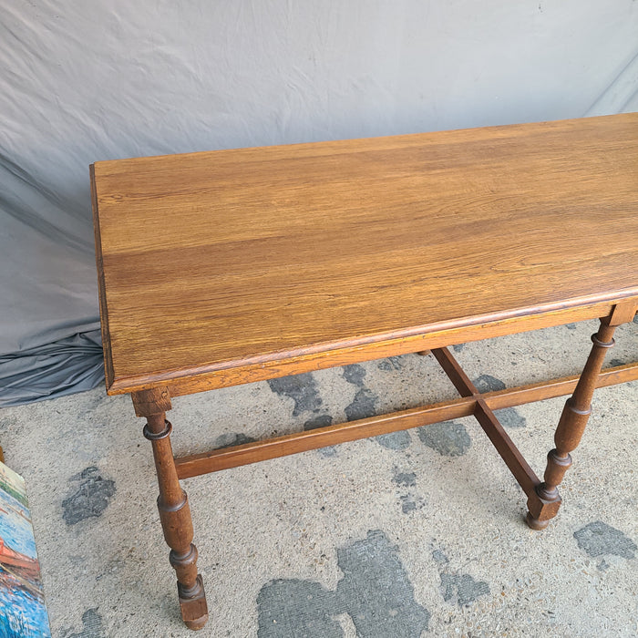 6 LEGGED OAK LIBRARY TABLE