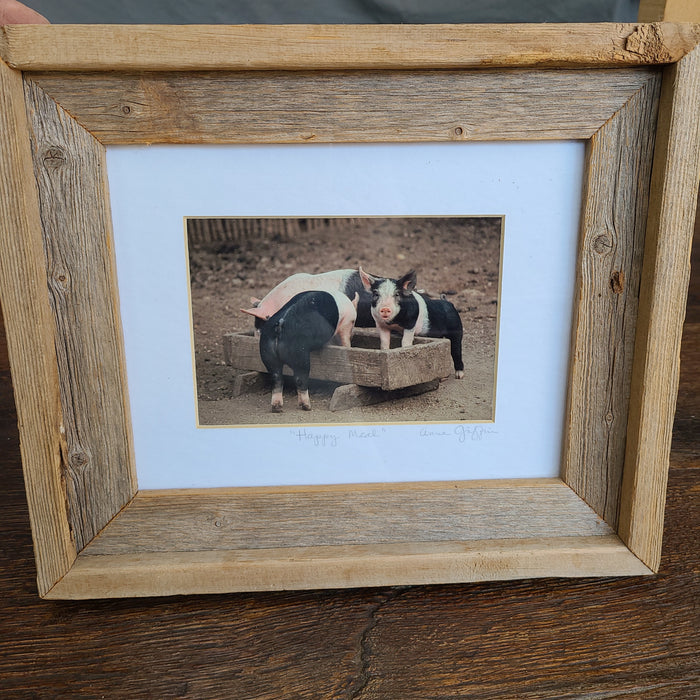 PIG PHOTO WITH RUSTIC FRAME