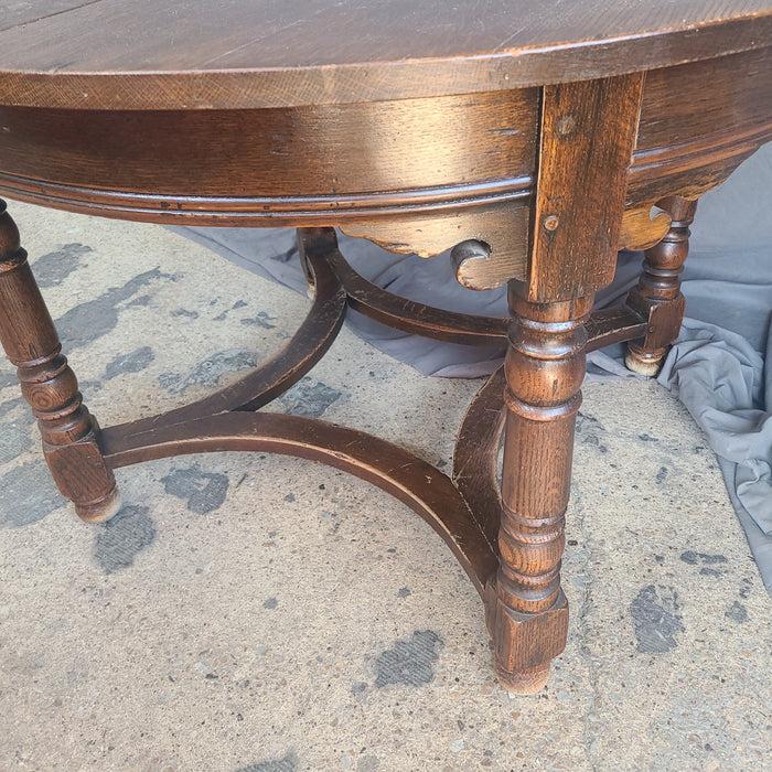 DARK OAK ROUND RUSTIC BREAKFAST TABLE