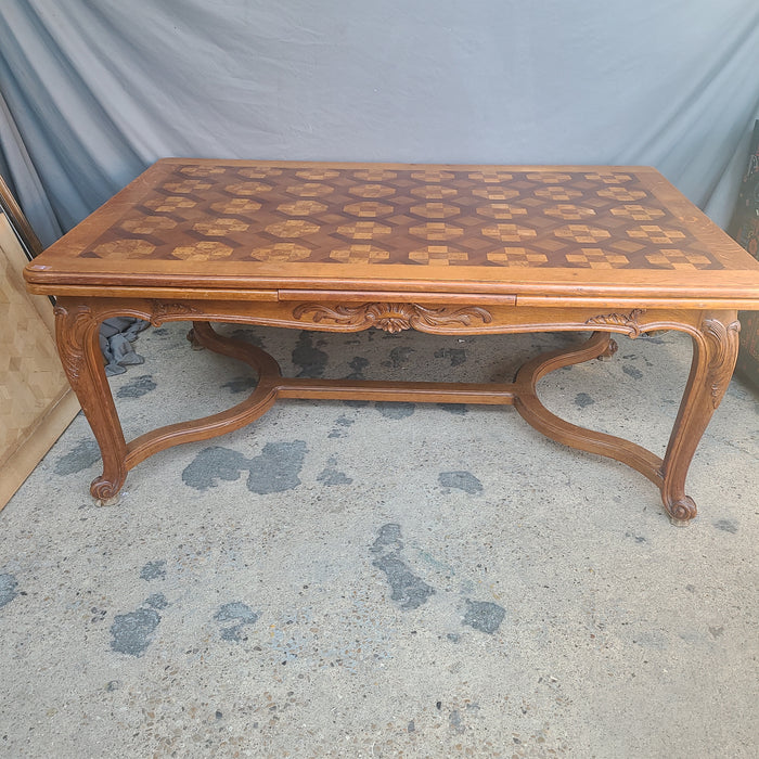 FINE PARQUETRY TOP DINING TABLE-SALVA FRERES PARIS