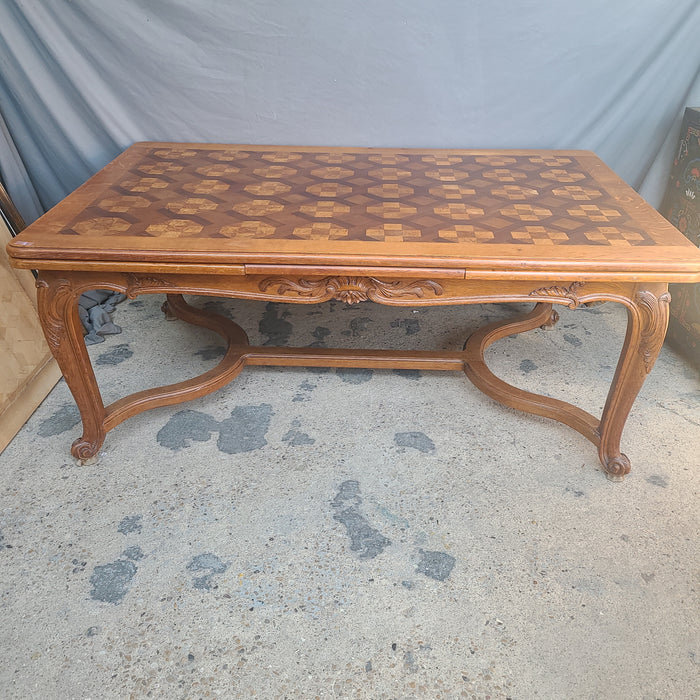 FINE PARQUETRY TOP DINING TABLE-SALVA FRERES PARIS