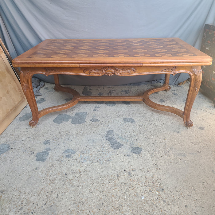 FINE PARQUETRY TOP DINING TABLE-SALVA FRERES PARIS