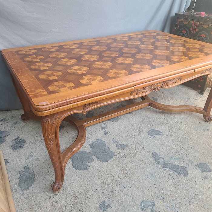 FINE PARQUETRY TOP DINING TABLE-SALVA FRERES PARIS