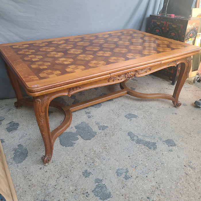 FINE PARQUETRY TOP DINING TABLE-SALVA FRERES PARIS