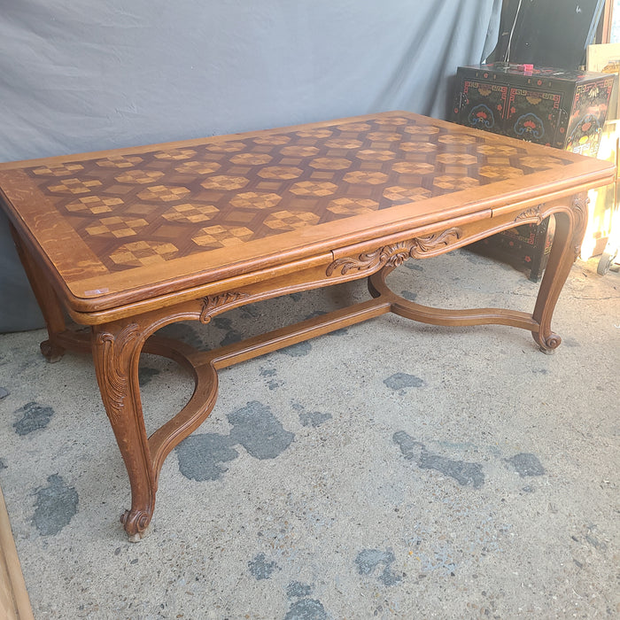 FINE PARQUETRY TOP DINING TABLE-SALVA FRERES PARIS