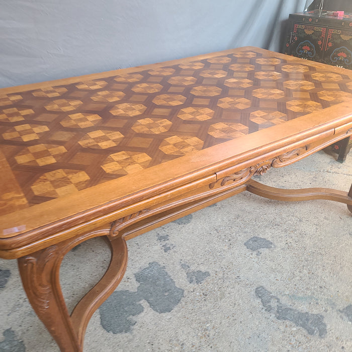 FINE PARQUETRY TOP DINING TABLE-SALVA FRERES PARIS