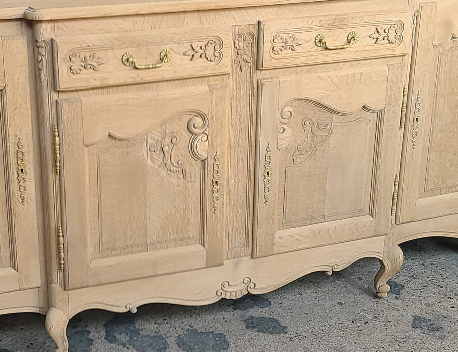 RAW OAK COUNTRY FRENCH SIDEBOARD WITH BRASS HARDWARE